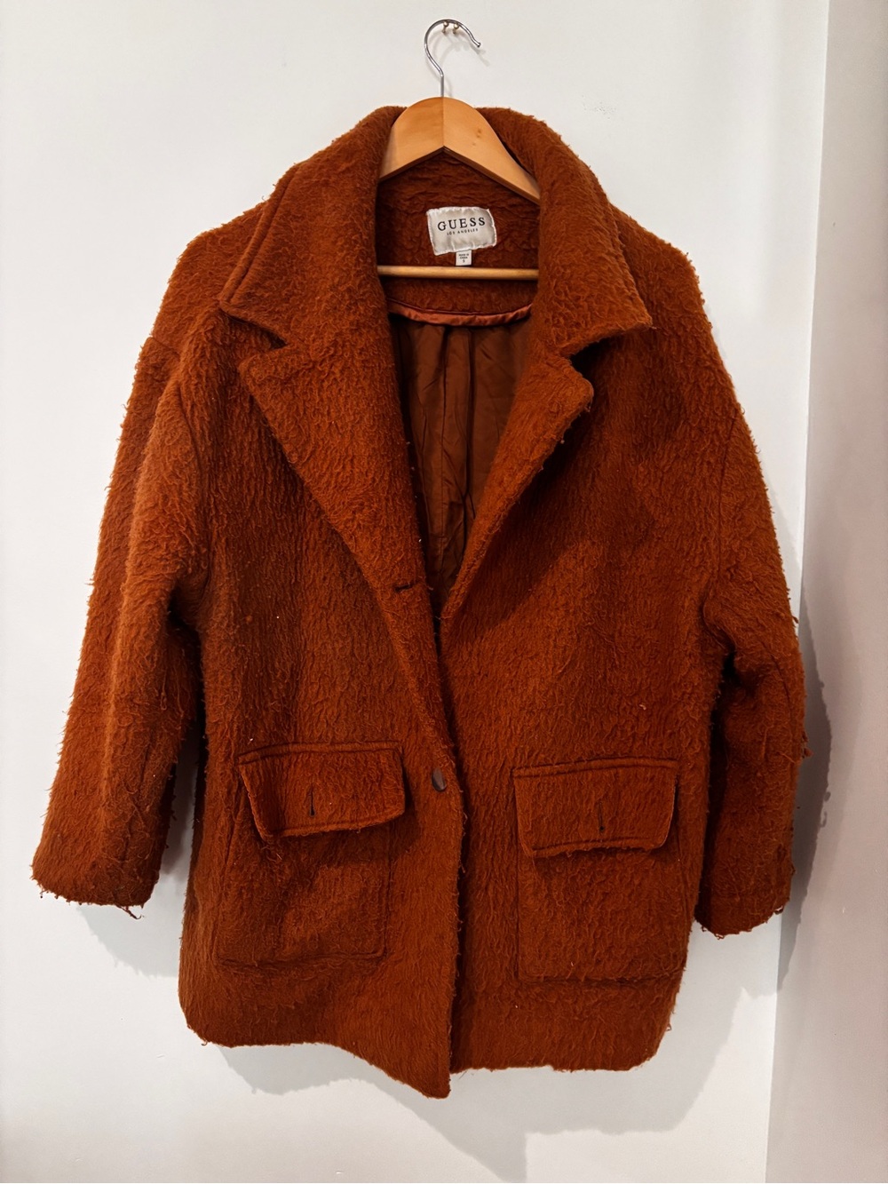 GUESS Rust Teddy Coat in Deep Cinnamon